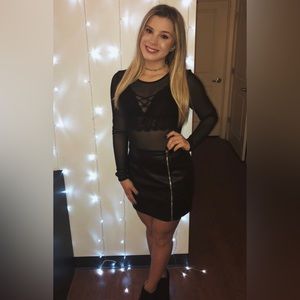 Express Black High Waisted Mini Leather Skirt